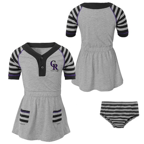 Mlb Colorado Rockies Girls' Striped Gray Infant/toddler Dress - 4t