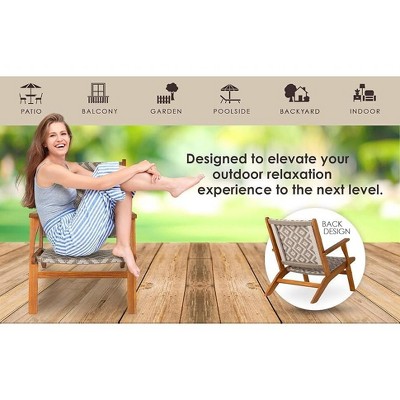 Vega Natural Acacia Diamond-Weave Outdoor Armchair
