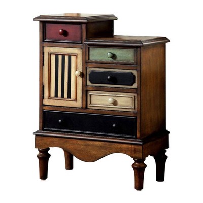 Vintage Style Accent Chest with 5 Drawers Antique Walnut - Benzara