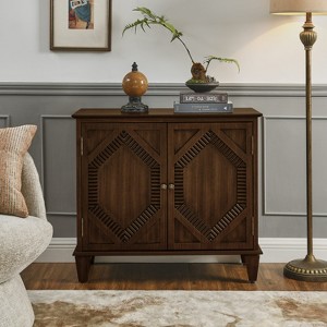 GDFStudio Duarne Mid-Century Modern 33.58" Storage Cabinet with Double-Door and Adjustable Shelf - 1 of 4