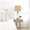 Cal Lighting 150W 3 way Seymour bubbled glass table lamp with resin base and hardback drum linen shade - 2 of 3