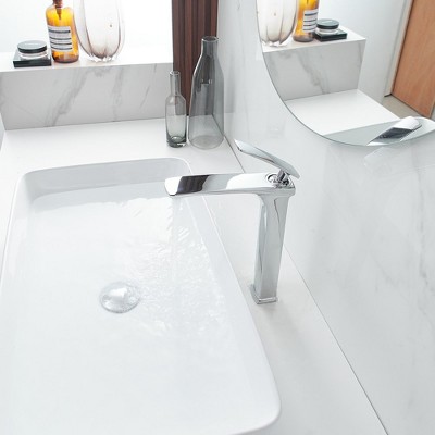 Polished Chrome Single Handle Vessel Sink Faucet with Pop-Up Drain