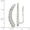 Black Bow Jewelry 5 x 27mm (1 1/16 Inch) Sterling Silver Journey CZ Ear Climber Earrings - 4 of 4