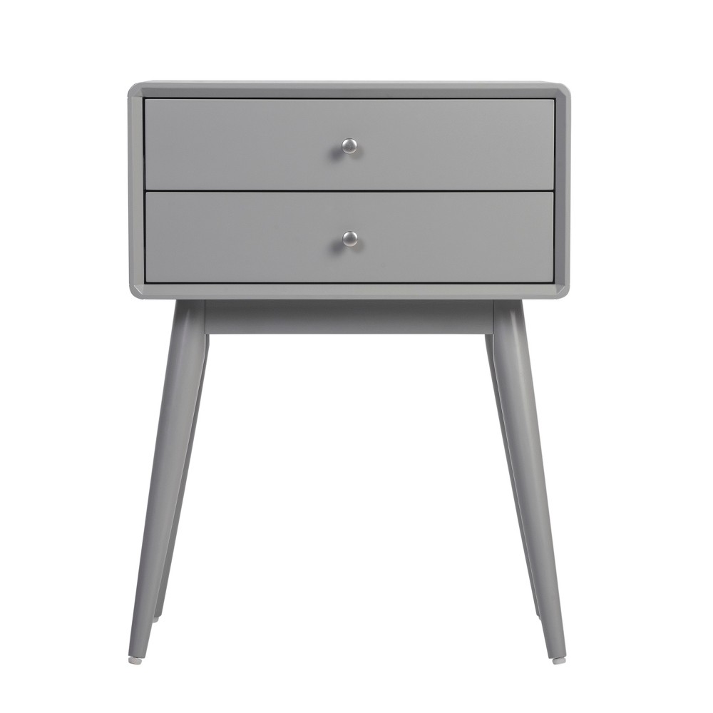 Photos - Coffee Table Rory Two Drawer Side Table Gray - Adore Decor
