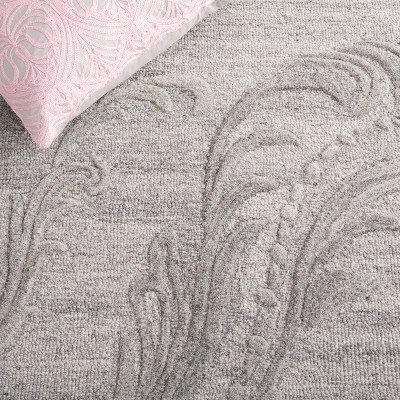 Handmade Gray Floral Wool Tufted Area Rug 4' x 6'