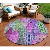 Purple Lilac And Green Village Houses Washable Indoor Outdoor Area Rug - 2 of 4