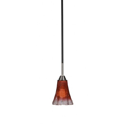 Toltec Lighting Paramount 1 - Light Pendant in  Matte Black/Brushed Nickel with 5.5" Fluted Raspberry Crystal Shade