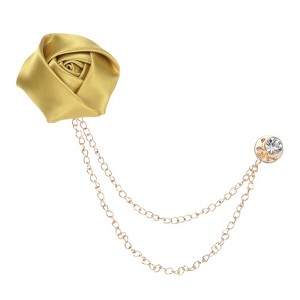 Unique Bargains Cloth Handmade Flower Lapel Pin with Gold Badge Tassel Chain Brooches 1.57 inch 1 Pc - 1 of 4