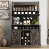 75" Tall Coffee Hutch Cabinet Large Kitchens Storage Cabinets White Coffee Bar Cabinet Cupboard with Sliding Barn Door - 2 of 4