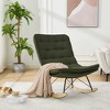 Upholstered Armless Lazy Rocking Chair with Wide Backrest and Seat Wood Base - 3 of 4