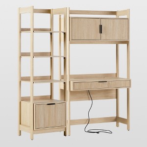 Saracina Home 2pc Transitional Fluted Hutch Desk with Narrow Bookcase - 1 of 4