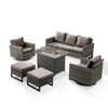 Buenhomino 6 Peices Outdoor Patio Furniture Set with 41" Fire Pit Table, Wicker Swivel Rocking Chairs Conversation Sets for Yard Garden Porch - 2 of 4