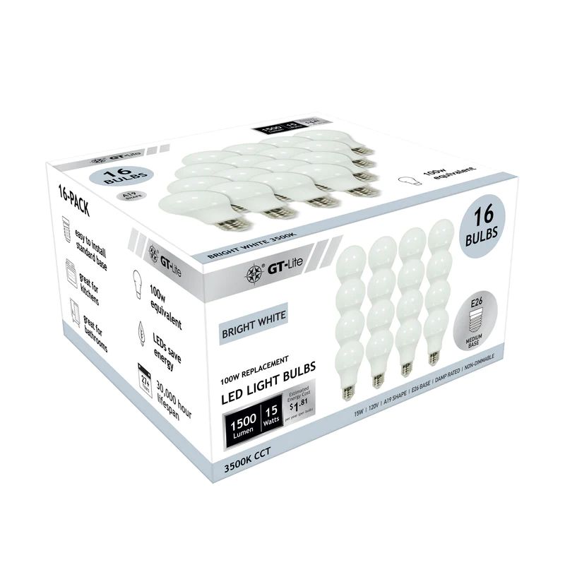 96-Pack 1500 Lumen LED A19 Bulbs 100W Bright white/Daylight/Soft white, 5 of 8