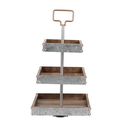 Mind Reader Silver 3 Tier Square Serving Dessert Display Tray