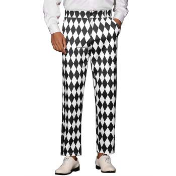 Lars Amadeus Men's Regular Fit Flat Front Party Prom Argyle Pattern Trousers