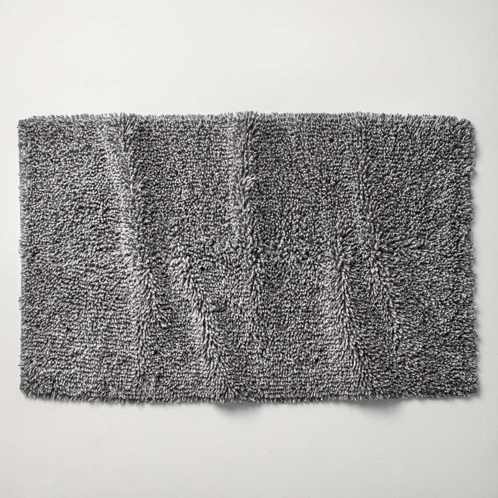 Photos - Bath Mat 24"x40" Mélange Looped Bath Rug Dark Gray - Casaluna™