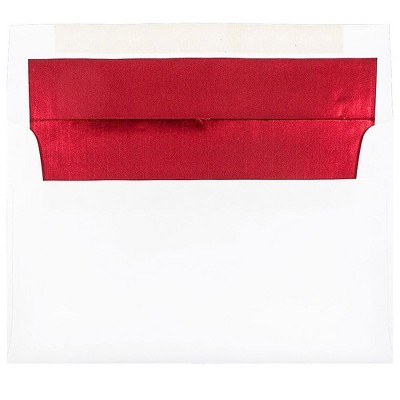 JAM Paper A10 Foil Lined Invitation Envelopes 6 x 9.5 White with Red Foil 900905662