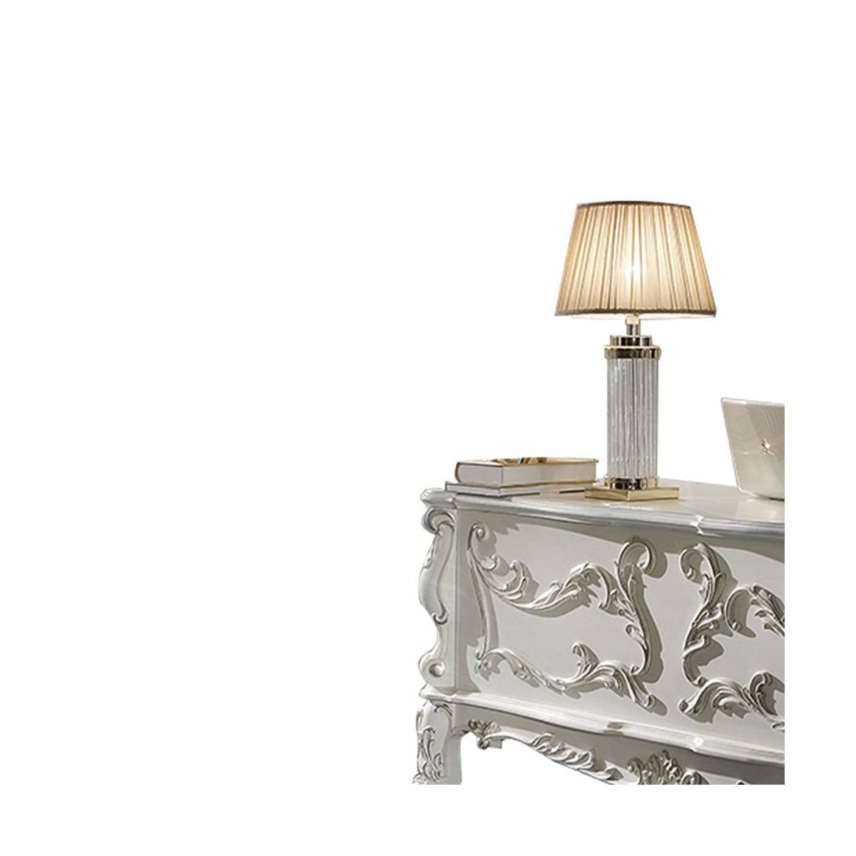 Acme Furniture 31" Dresden Desks Bone White Finish : Wood Composite, Open Storage Shelf, No Tools Assembly - thumbnail 4