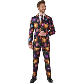 Suitmeister Men's Christmas Suit - Fireworks Black