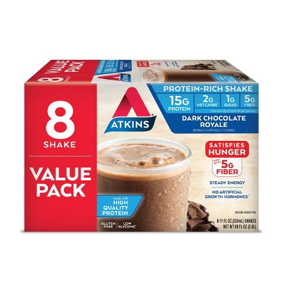 Atkins High Protein Shake - Dark Chocolate Royale - 8ct