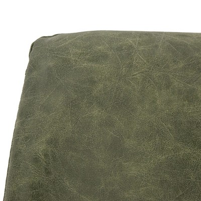 Markley Olive Green Leather Dining Chair with Gold Metal Legs