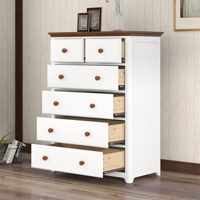6 Drawer Dresser Chests for Bedroom,Wood Storage Chest of Drawers,Large Capacity Clothing Storage Organizer,Tall Dressers for Bedroom Hallway Entryway