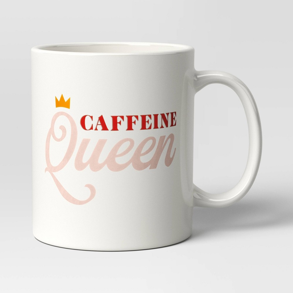 15oz Stoneware Caffeine Queen Mug White - Room Essentials™