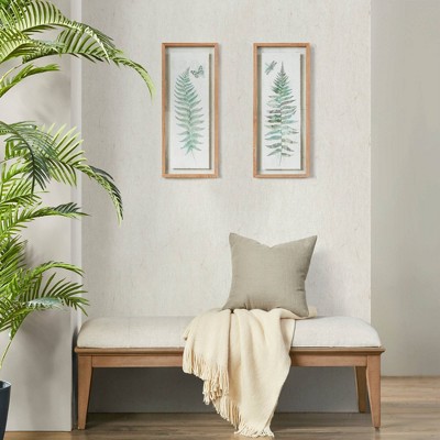 Natural Pinewood Framed Botanical Fern Wall Art Set