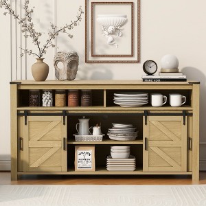 Bella Depot 59.3'' Farmhouse Buffet Sideboard with Sliding Barn Door and Mesh Panels - 1 of 4