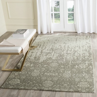 Handmade Tufted Light Sage and Grey Wool Area Rug, 6' x 6'