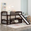 VYNXARIA Twin Over Twin Bunk Bed with Slide & Fence - Fun Low Bunk Bed for Kids & Teens in Espresso - 2 of 4