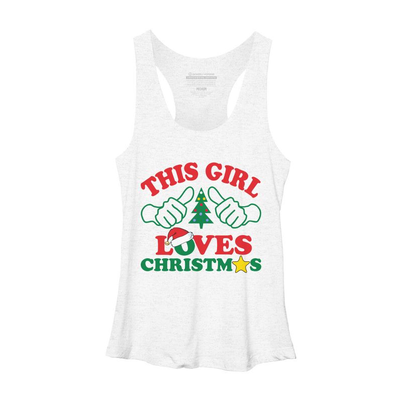 Women's Design By Humans This Girl Loves Christmas Thumbs By personalized Racerback Tank Top, 1 of 4