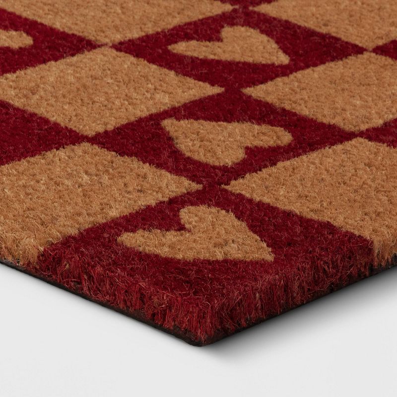 1&#39;6&#34;x2&#39;6&#34; Checkered Hearts Coir Doormat Red - Threshold&#8482;, 4 of 11