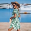 Women's Green Botanical Print Cinched Waist Beach Cover-Up Dress - Cupshe - 2 of 4