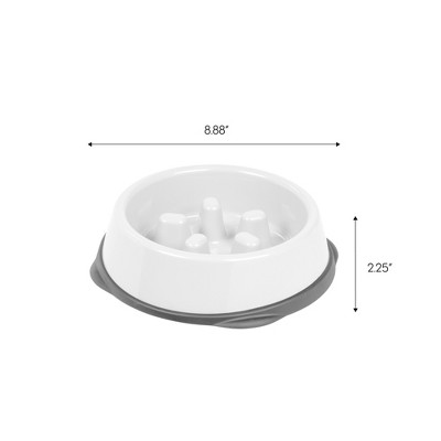 White and Gray Slow Feeder Pet Bowl with Non-Slip Base