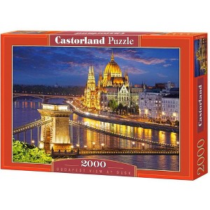 2000 Piece Jigsaw Puzzle, Budapest view at dusk, Parliament, Budapest Hungary Puzzle, Adult Puzzles, Castorland C-200405-2 - 1 of 4