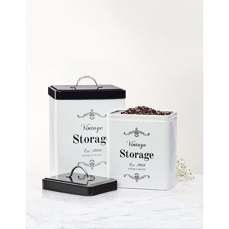 Amici Home Antique Shoppe Vintage Storage Metal Canisters, Food Safe, Push Top Lid, 4 of 5