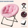 Comfy Saucer Chairs, Folding Reading Lounge Chair, Cozy Faux Fur Living Room Chair with Soft Thick Padded Seat & Metal Frame, Pink, Gold Leg, 2pcs - 3 of 4