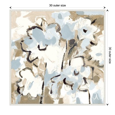 Light Blue and Beige Floral Beaded Canvas Wall Art