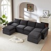 141'' Corduroy Cloud Modular U-Shaped Sectional Sofas with High-Density Sponge Seat and Freely Combinable Design - 2 of 4