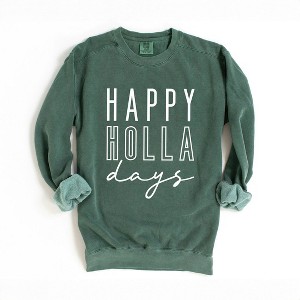Simply Sage Market Women's  Garment Dyed Graphic Sweatshirt Happy Holla Days - 1 of 4