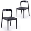 GlasFlength Dining Sets of 2, Stackable Dining Chair with Wood Rattan Woven Seat, Perfect for Dining Room, Patio, Black, 17.3"*16.5"*29.9" - 3 of 4