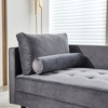 64-Inch Velvet Chaise Sofa, Mid-Century Sleeper with Tool-Free Assembly, Gray - 4 of 4