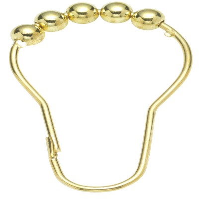 Carnation Home Roller Shower Curtain Hooks in Brass