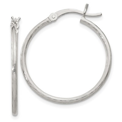 Black Bow Jewelry 1.5mm, Sterling Silver Classic Textured Round Hoop Earrings, 25mm