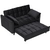 TiramisuBest Modern Velvet 3-in-1 Convertible Loveseat Sofa Bed with Rollaway Bed, Curved Backrest, Two Pillows, and Storage Pockets,Pink - 2 of 4