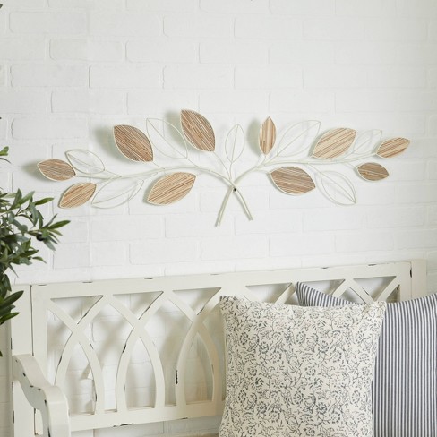 13 x 43 Metal Leaf Wall Decor Brown - Olivia & May