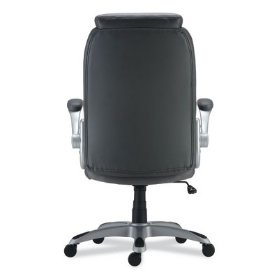 Gray Leather Adjustable Task Chair with Padded Arms