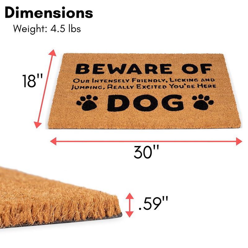 BirdRock Home Beware of Dog Coir Front Door & Entry Doormat - 18" x 30", 5 of 10