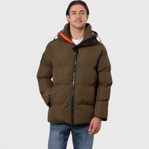 Canada Weather Gear Men's Heavyweight Puffer Jacket with Hood – Winter Coat with Orange Trim, Insulated Windproof Outerwear - 1 of 4